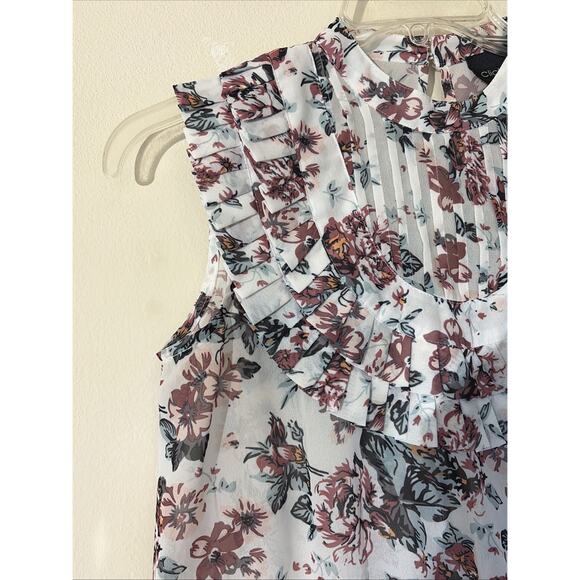 Cliche‎ Y2K Ruffle Floral Flower Sheer Open Back Blouse Shirt Womens Small - Picture 2 of 8